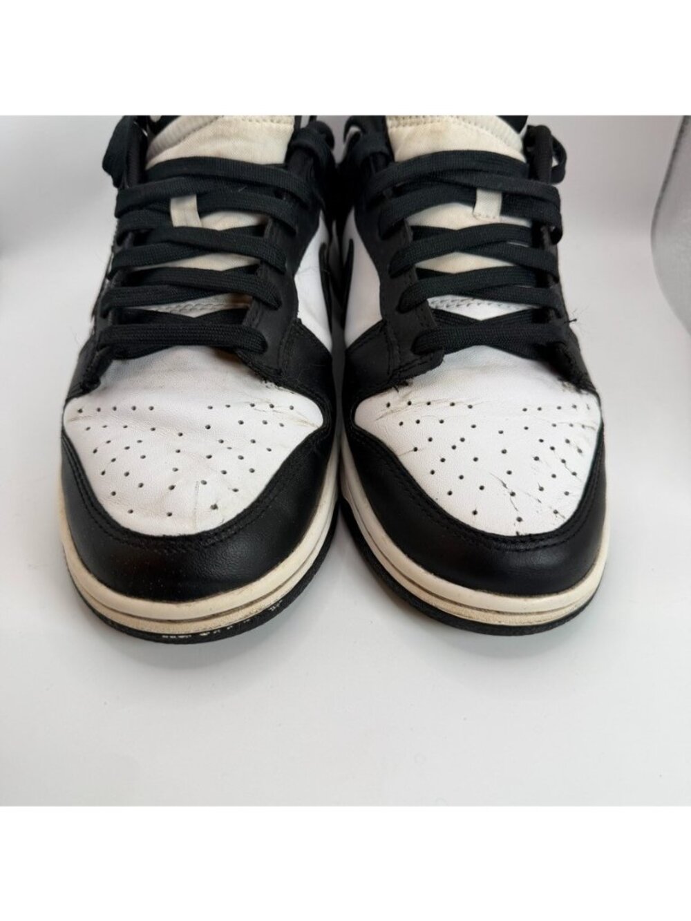 Nike Dunk Low Panda Shoes Mens Size 8 Black White Sneakers Leather DD1391-100 - Picture 3 of 11